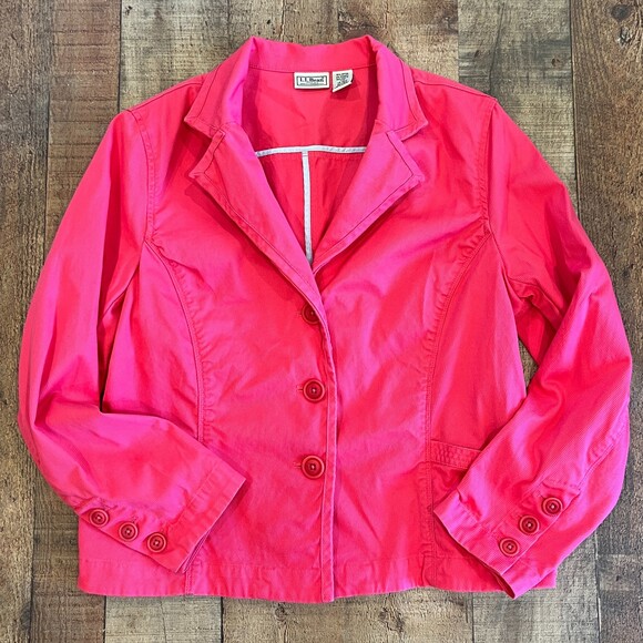 LL Bean Pink Blazer Low Pile Corduroy 14P Office Workwear Jacket Petite - Picture 5 of 7